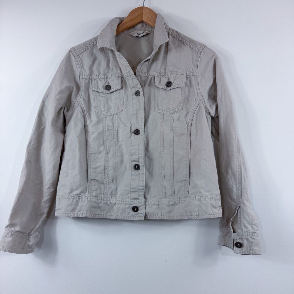 Women’s XS L.L. Bean Tan Jacket Utility Lightweight Fall Spring Linen Cotton